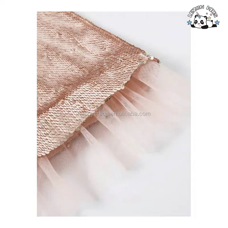 LEZONKIDS - 2020 Golden Sequin Flip Crystal Flowers Girls' Dresses for 12 Years Girl